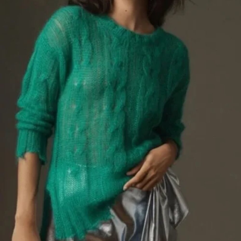 Anthropologie The Posey Stitchy Distressed Wool-blend Sweater (NEW)
